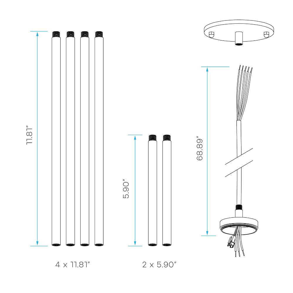 Luxrite 2.5" Cylinder System - Surface Mount 6' Screw-In Adjustable Stem Additional Image 2