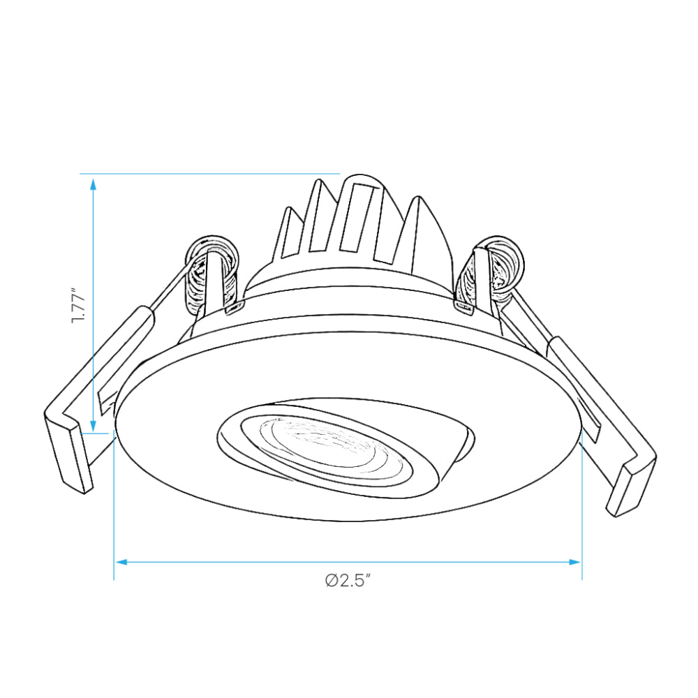 Luxrite 2" Gimbal Round 5CCT Canless Spotlight - Black Finish Additional Image 1