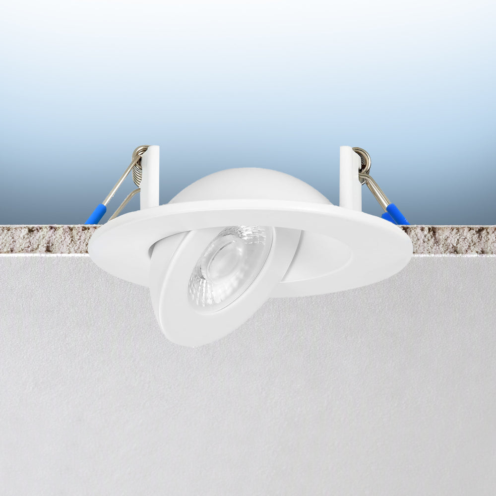 Luxrite 2" Recessed Floating Gimbal - 5 CCT Selectable Round Trim