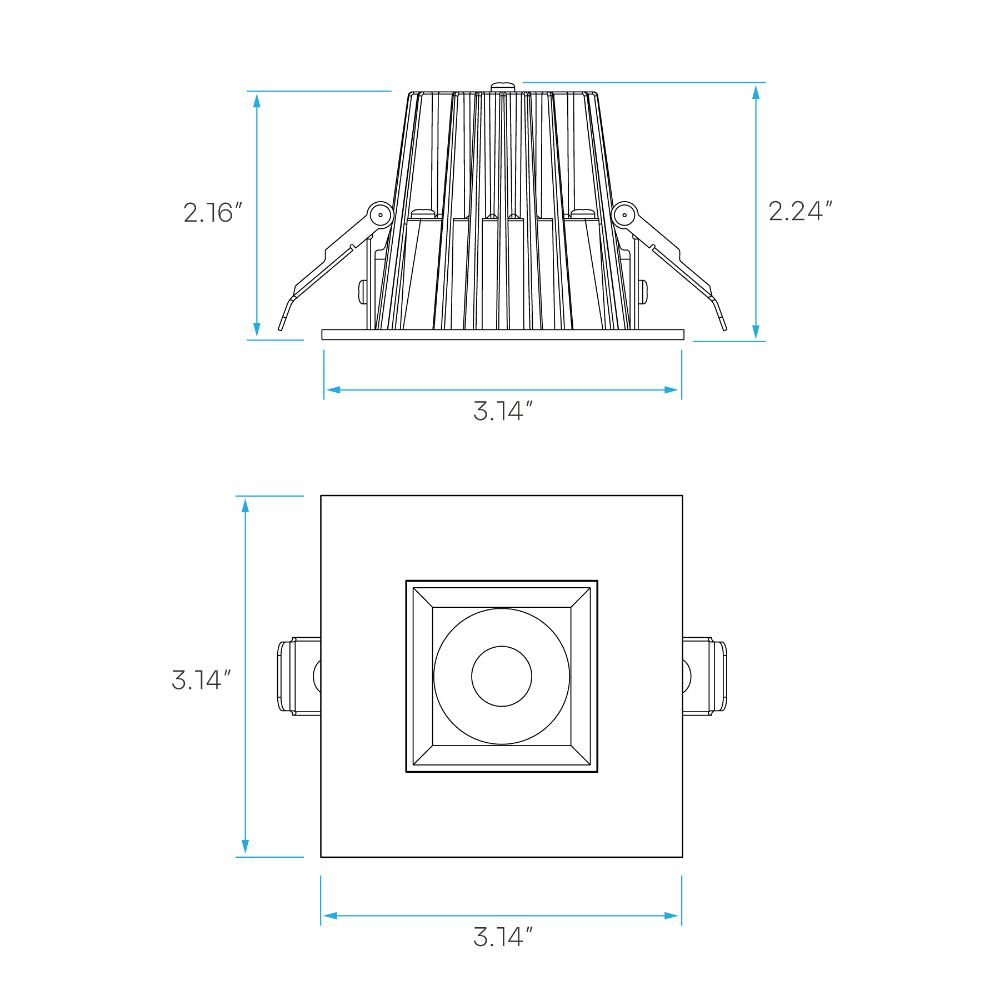 Luxrite 2" Regressed Square Canless Spotlight - 5 CCT Selectable Additional Image 4