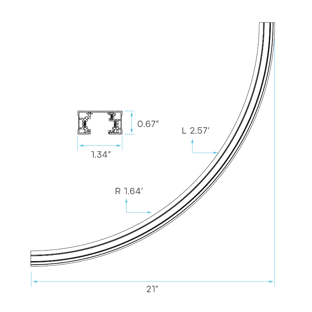 Luxrite 2' Surface Mount H-Type Single Circuit 3-Wire Curved Track Additional Image 3