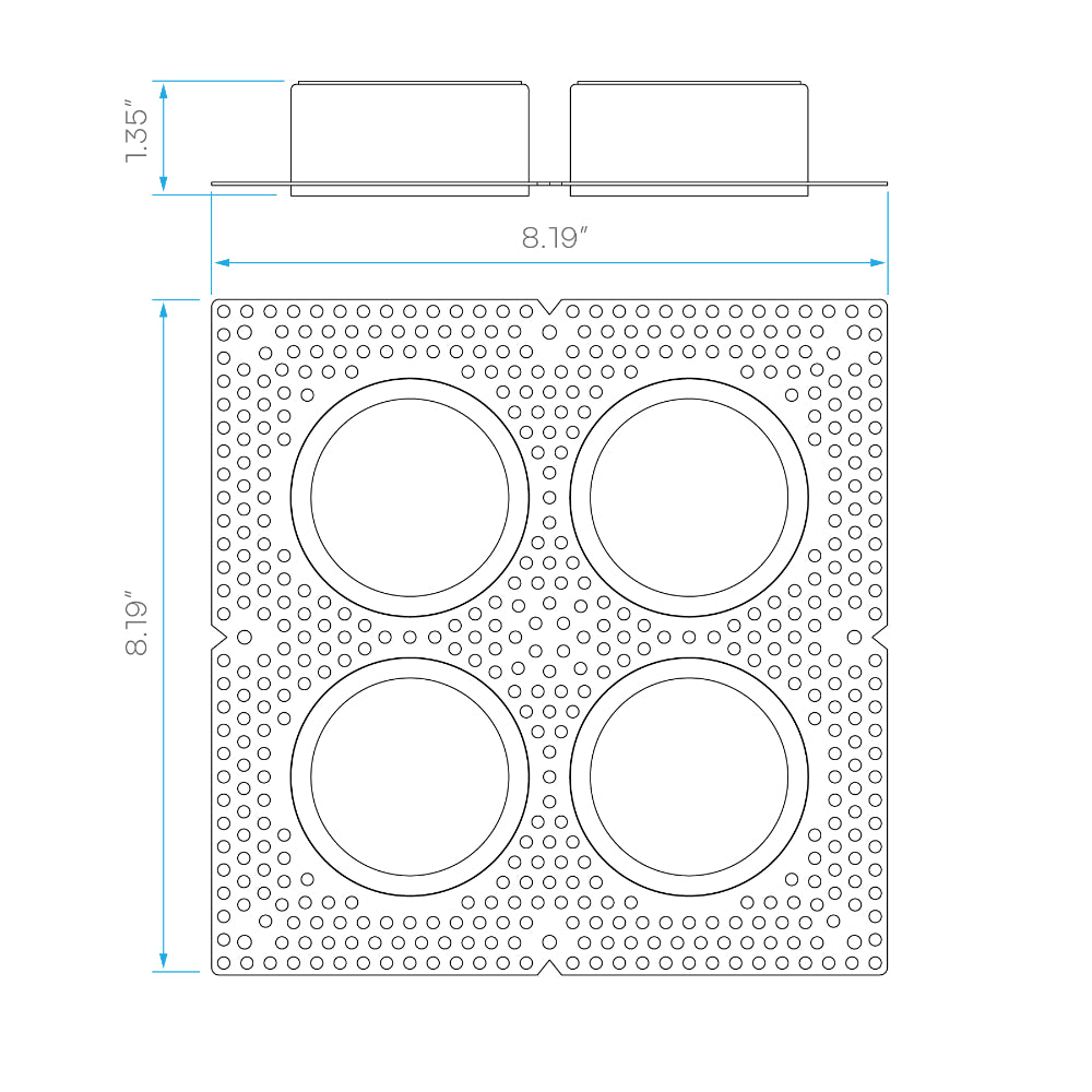 Luxrite 2" Trimless - 4 Head Plaster Frame for Spotlight Additional Image 1
