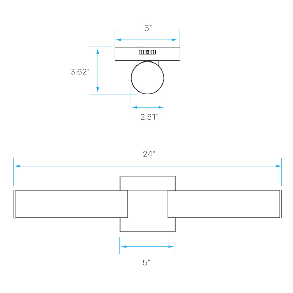 Luxrite 24" Vanity LED Bar - CCT Selectable Round Additional Image 1