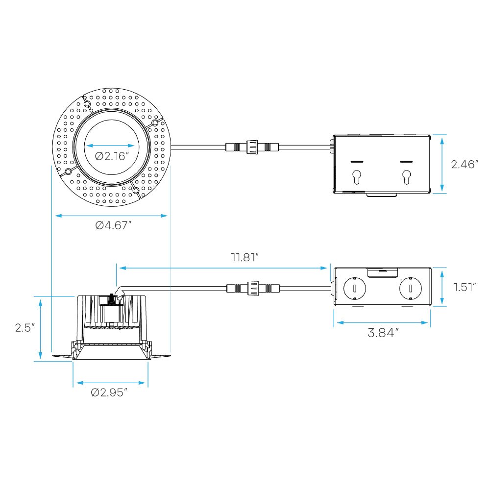 Luxrite 3" Regressed Mini Panel Trimless Spotlight - CCT Selectable Additional Image 4