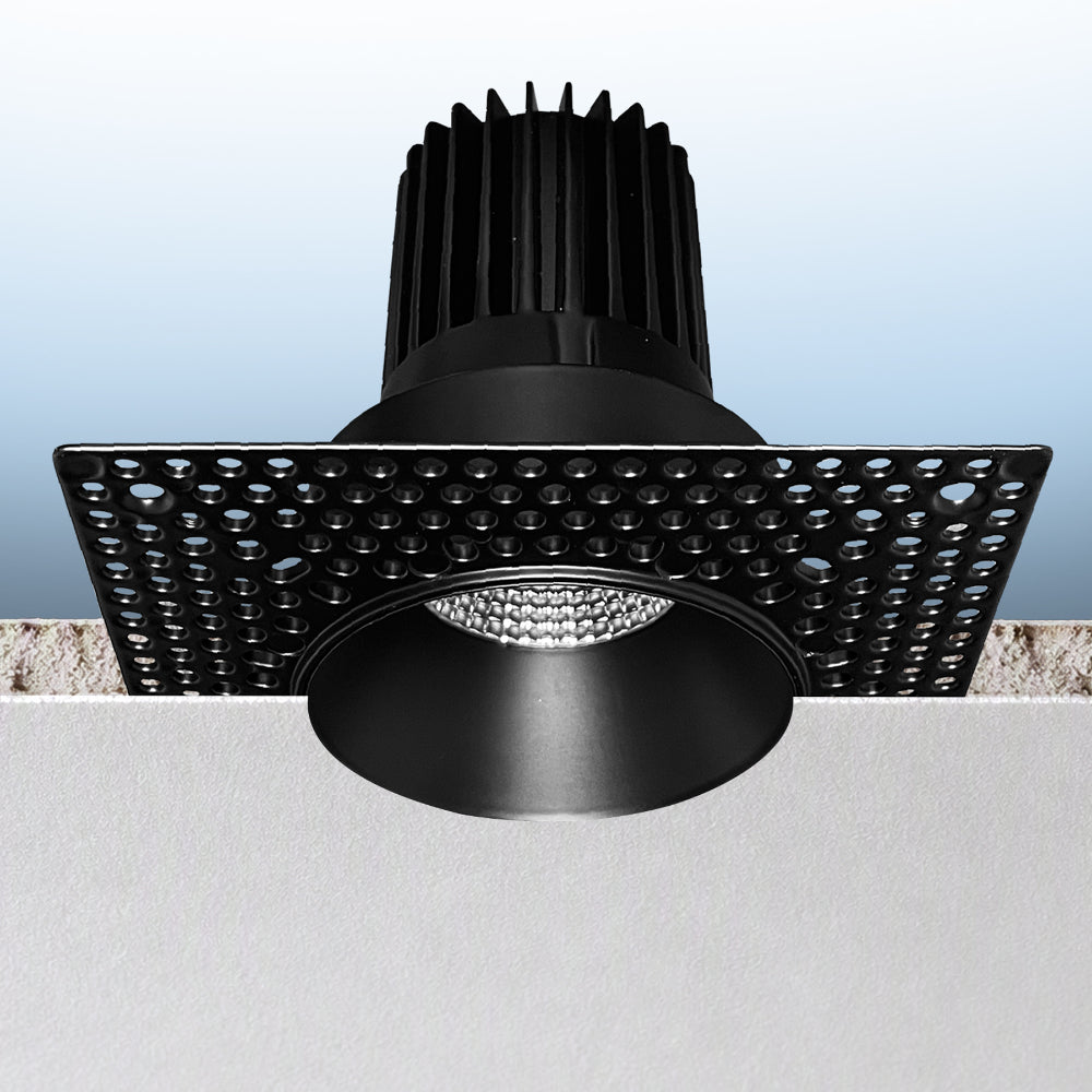 Luxrite 3" Regressed Trimless Push N' Lock Spotlight Black Finish - CCT Selectable