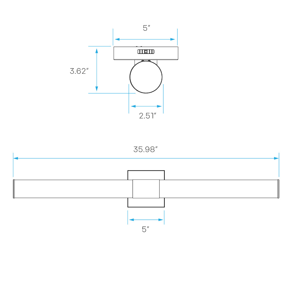 Luxrite 36" Vanity LED Bar - CCT Selectable Round Additional Image 1