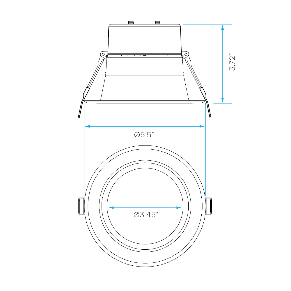 Luxrite 4" 5 CCT & 3 Wattage Selectable - Universal Voltage/Dual Dimming Commercial Downlight Additional Image 4