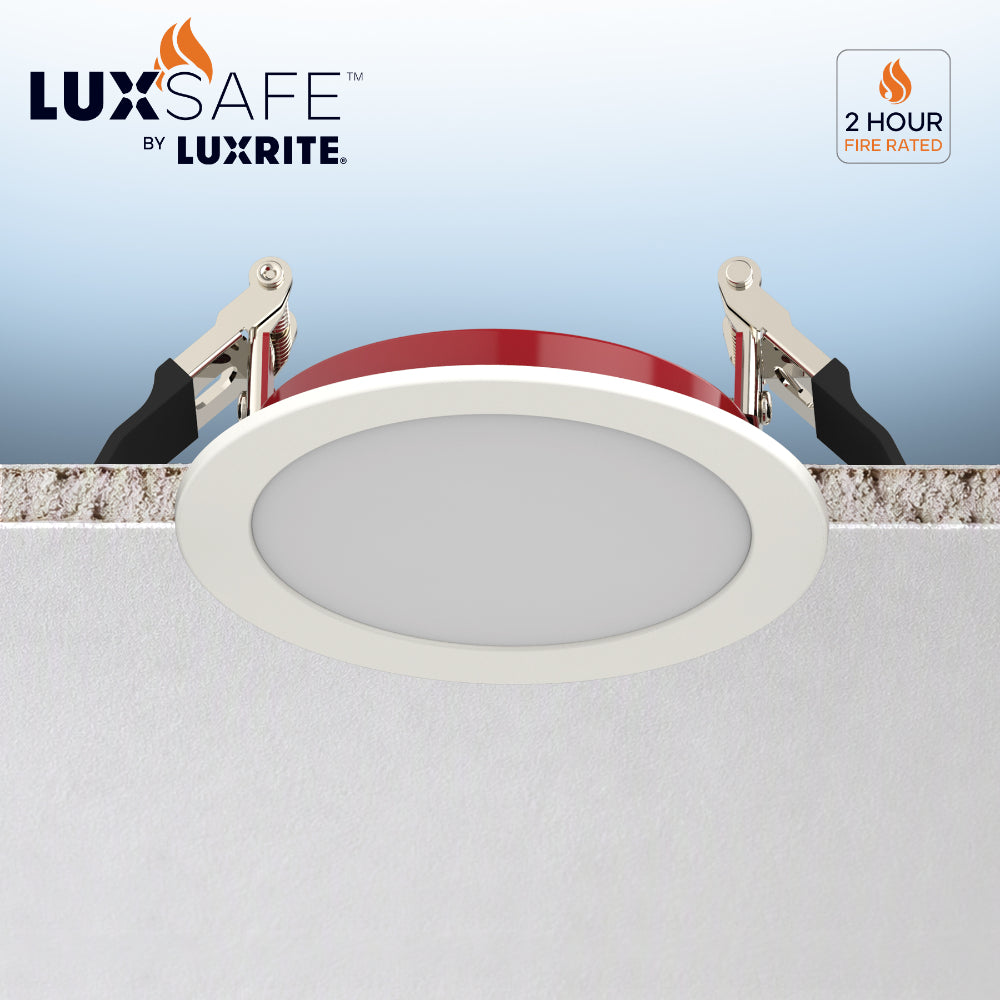 Luxrite 4" Fire Rated Canless Wafer Spotlight - 5 CCT Selectable