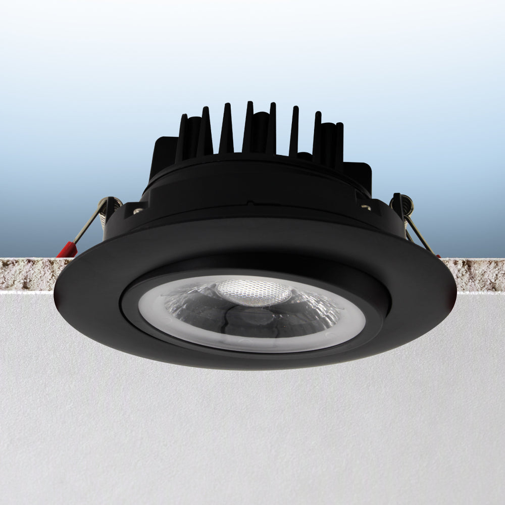 Luxrite 4" Gimbal Round 5CCT Black Canless Spotlight