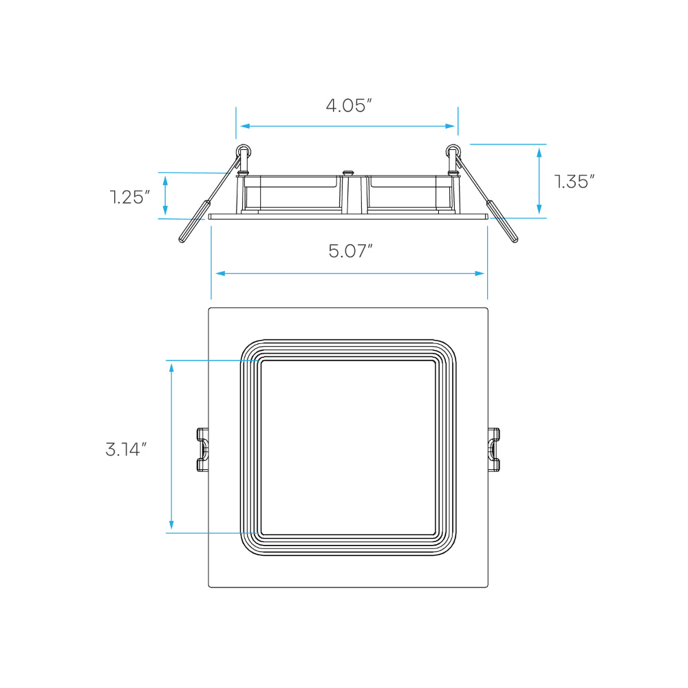 Luxrite 4" Mini Panel Square 5CCT High Output - Step Baffled Trim Additional Image 2