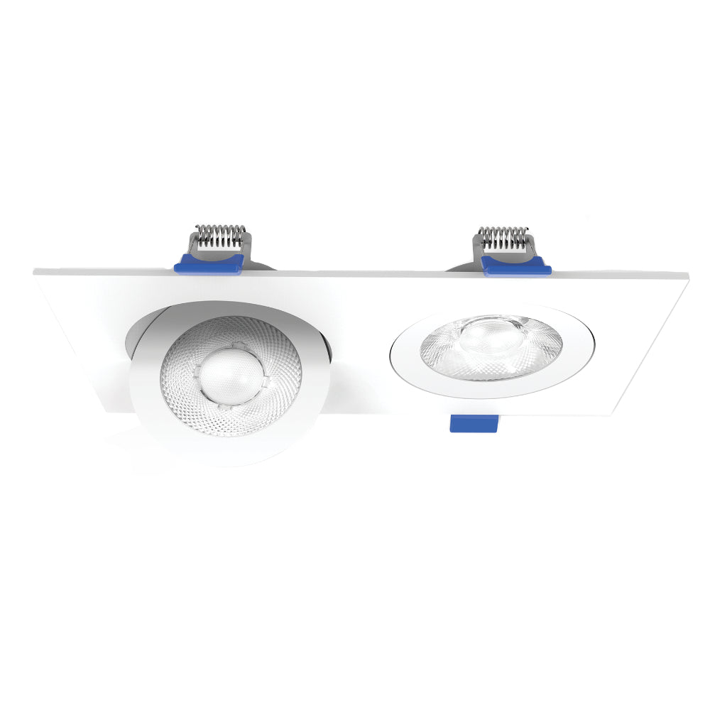 Luxrite 4" Recessed Floating Gimbal - 5 CCT Selectable Square Trim 2-Head Additional Image 2