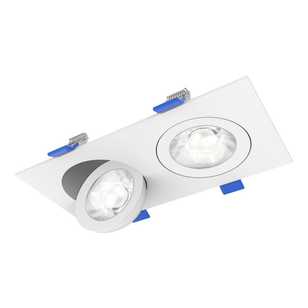 Luxrite 4" Recessed Floating Gimbal - 5 CCT Selectable Square Trim 2-Head Additional Image 3