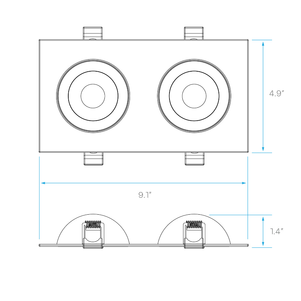 Luxrite 4" Recessed Floating Gimbal - 5 CCT Selectable Square Trim 2-Head Additional Image 4