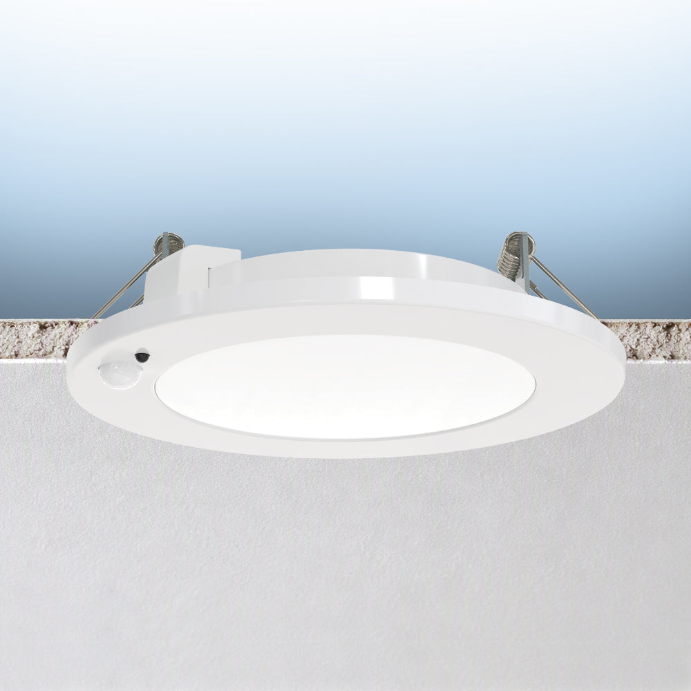 Luxrite 4" Recessed Mini Panel Canless Spotlight - 5CCT & Adjustable PIR Sensor - Universal Voltage