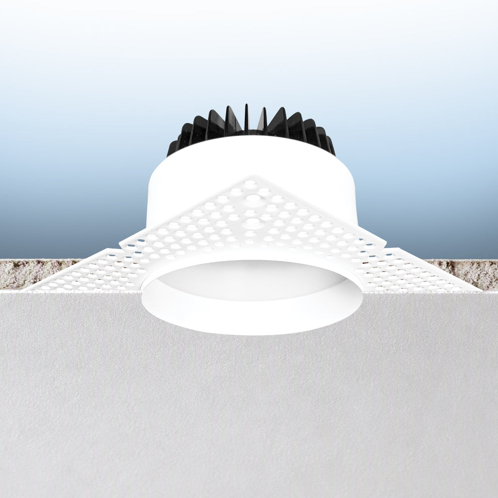 Luxrite 4" Regressed Trimless Push N' Lock Spotlight - CCT Selectable Universal Voltage/Dual Dimming/Universal Voltage Round