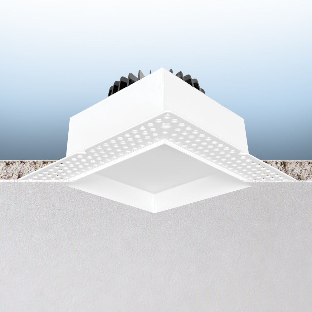 Luxrite 4" Regressed Trimless Push N' Lock Spotlight - CCT Selectable Universal Voltage/Dual Dimming/Universal Voltage Square