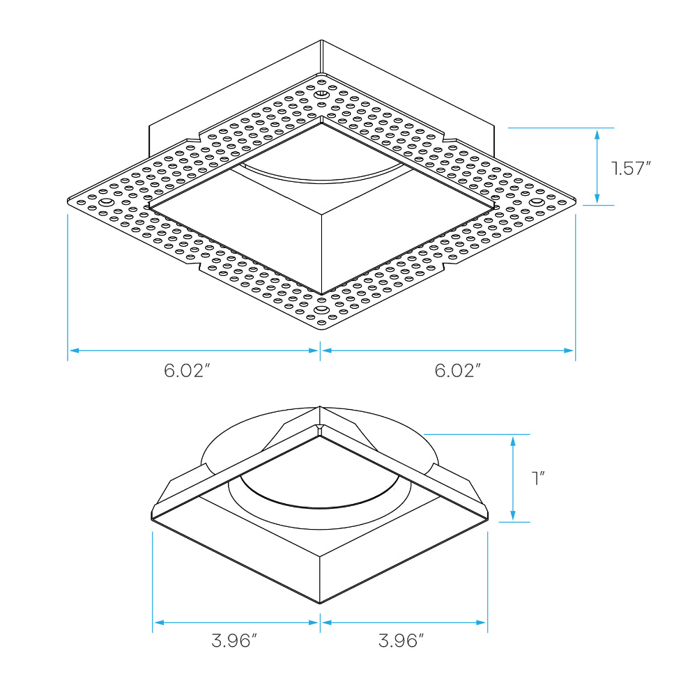 Luxrite 4" Regressed Trimless Push N' Lock Square Mesh Additional Image 2