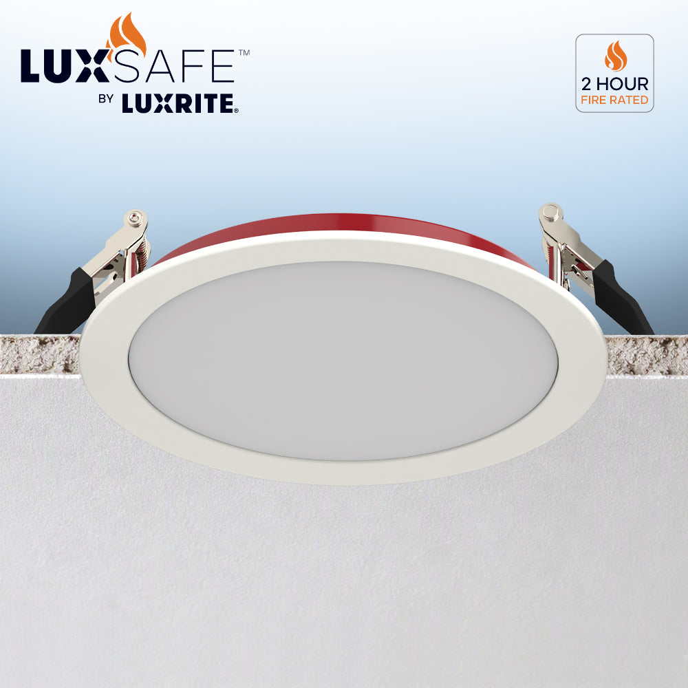 Luxrite 6" Fire Rated Canless Wafer Spotlight - 5 CCT Selectable