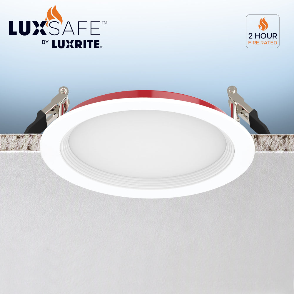 Luxrite 6" Fire Rated Step Baffled Canless Spotlight - 5CCT Selectable