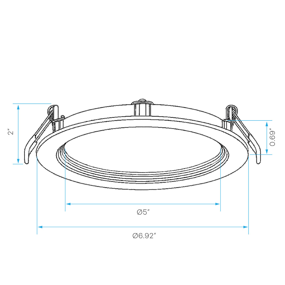 Luxrite 6" Mini Panel Round 5CCT Baffled Canless Wafer Spotlight Additional Image 1