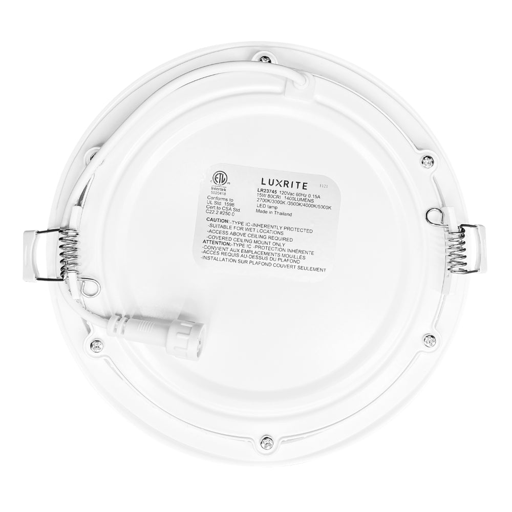 Luxrite 6" Mini Panel Round 5CCT High Output Smooth Canless Wafer Spotlight Additional Image 3