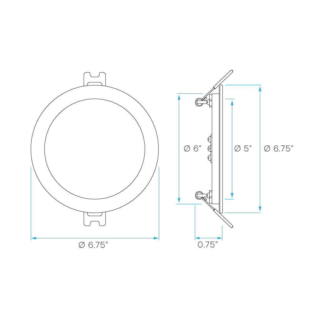 Luxrite 6" Mini Panel Round 5CCT High Output Smooth Canless Wafer Spotlight Additional Image 5