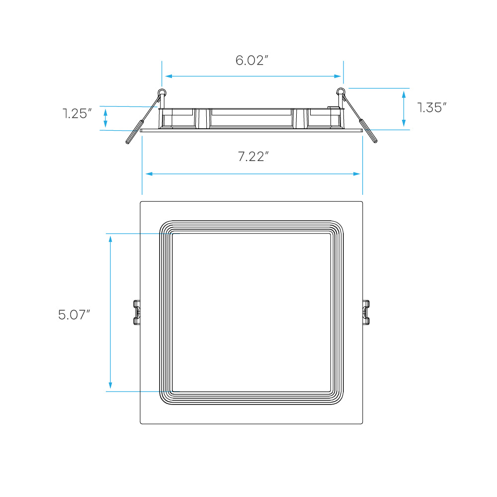 Luxrite 6" Mini Panel Square 5CCT High Output - Step Baffled Trim Additional Image 2