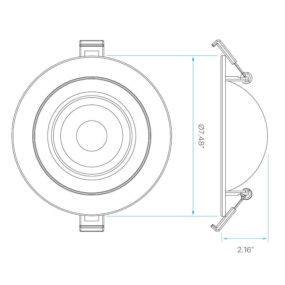 Luxrite 6" Recessed Floating Gimbal - 5 CCT Selectable Round Trim Additional Image 4