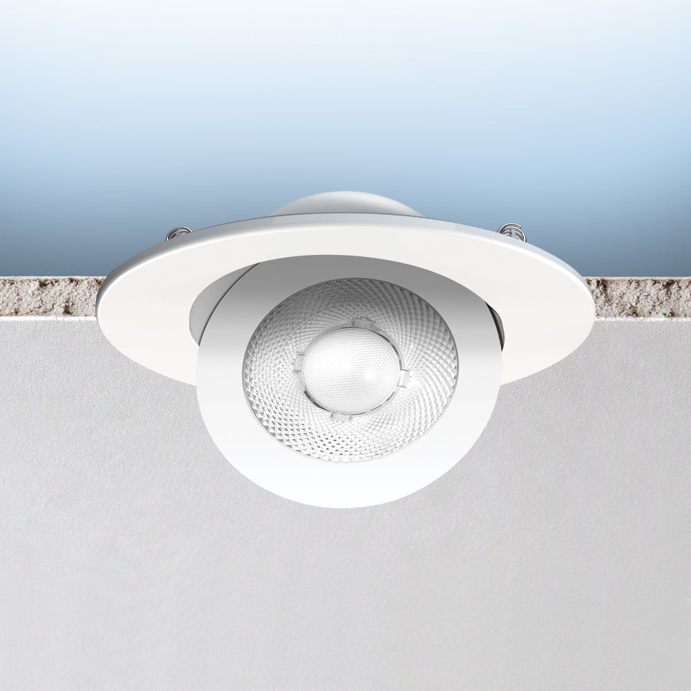 Luxrite 6" Recessed Floating Gimbal - 5 CCT Selectable Round Trim