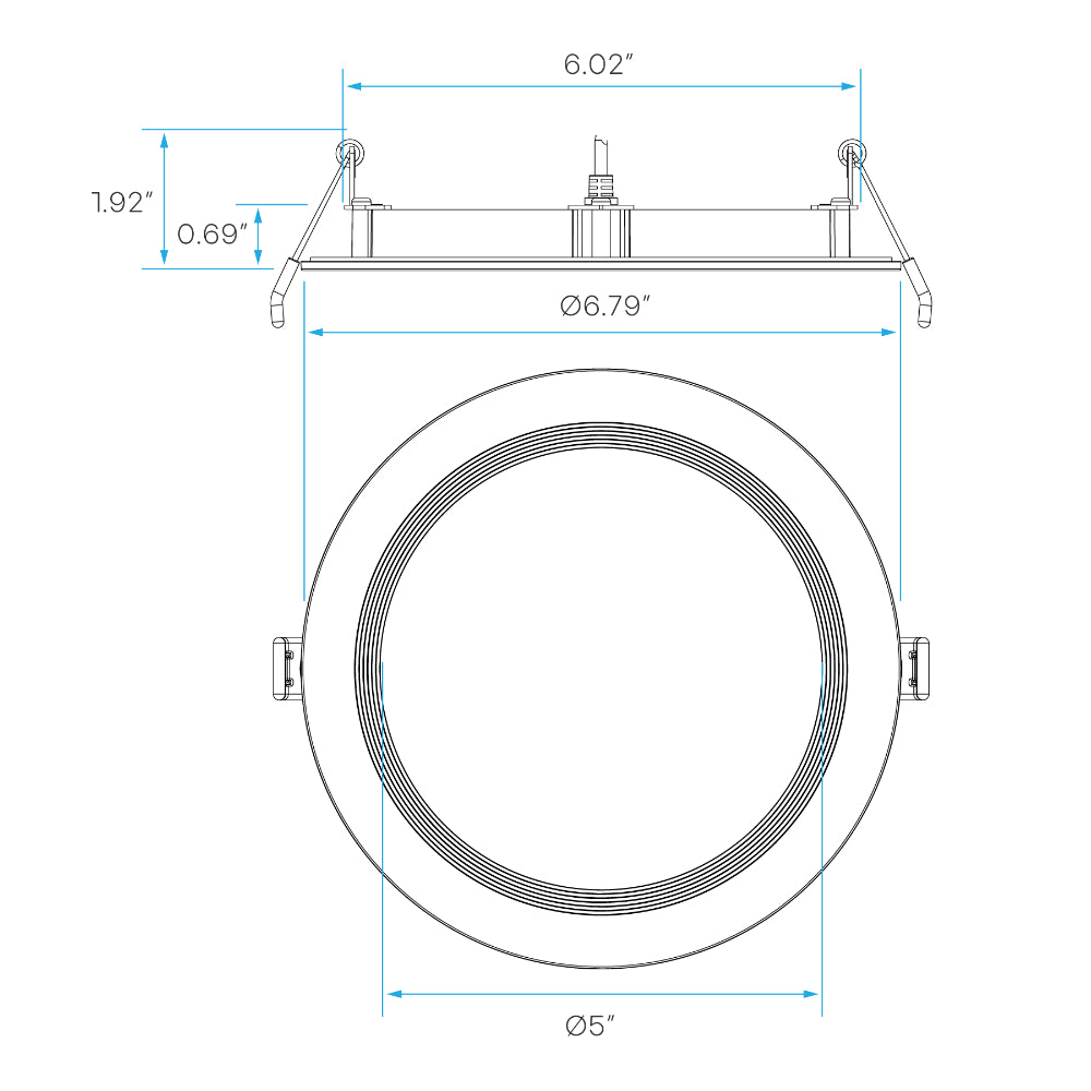 Luxrite 6" Recessed Mini Panel Canless Spotlight - 5CCT & 3 Wattage Selectable - Universal Voltage Additional Image 3