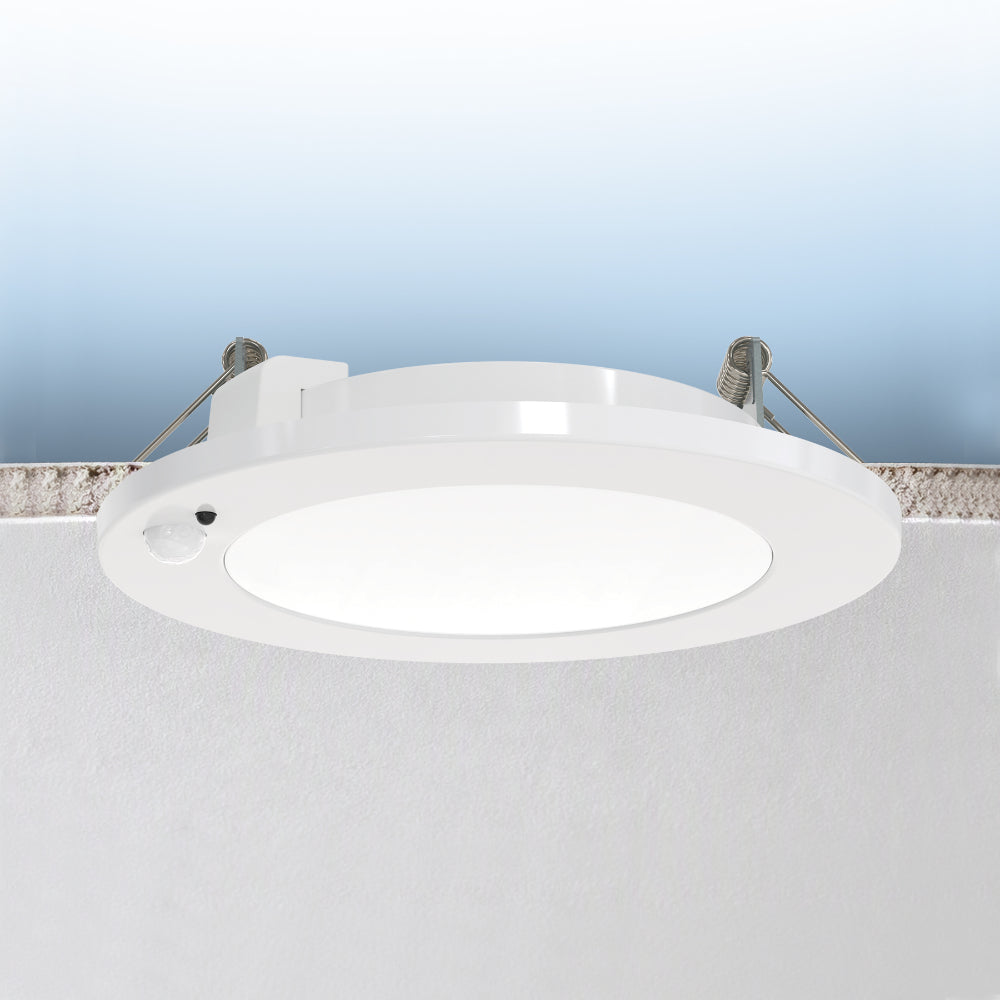 Luxrite 6" Recessed Mini Panel Canless Spotlight - 5CCT & Adjustable PIR Sensor - Universal Voltage