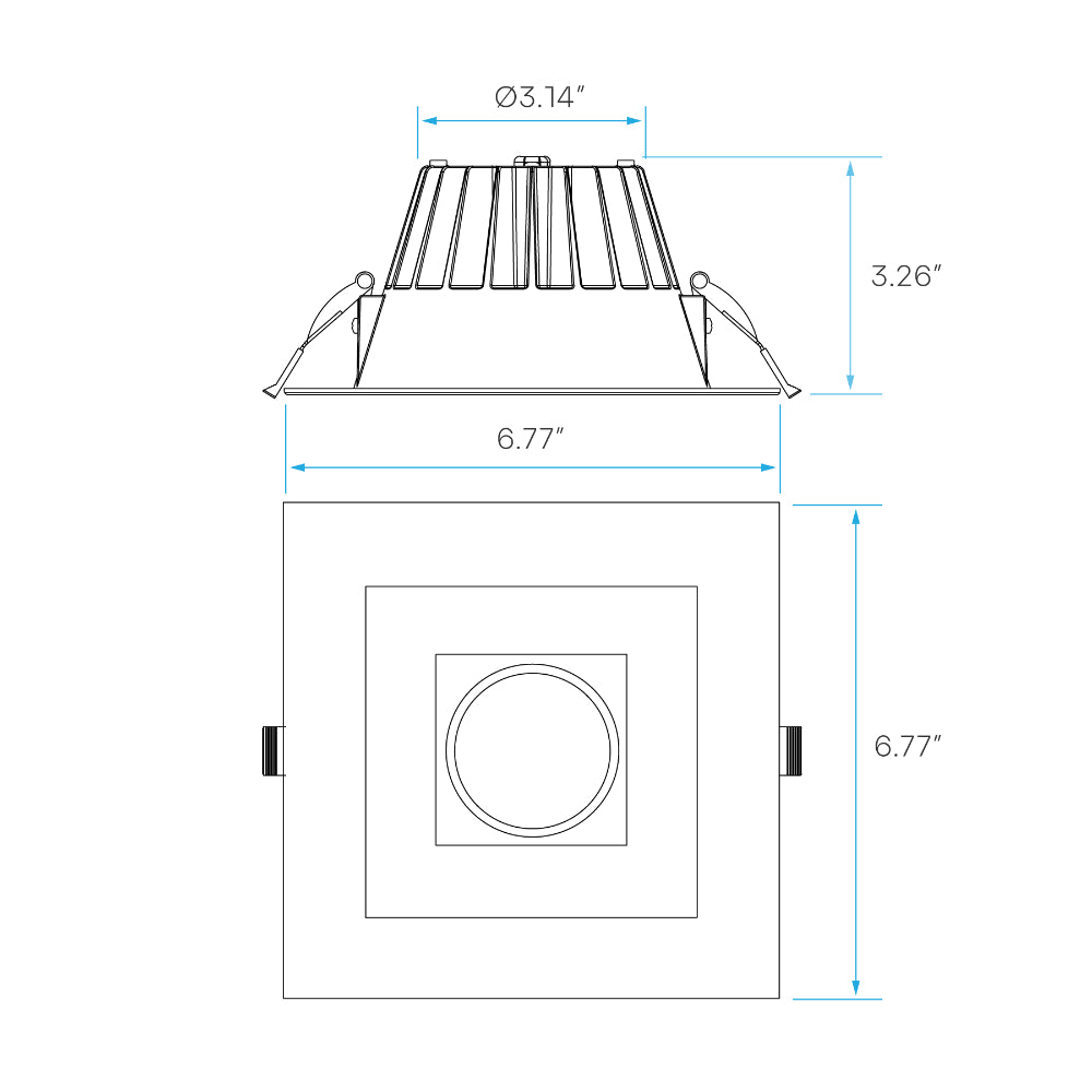 Luxrite 6" Regressed Square Canless Spotlight - 5 CCT & 3 Wattage Selectable Additional Image 3