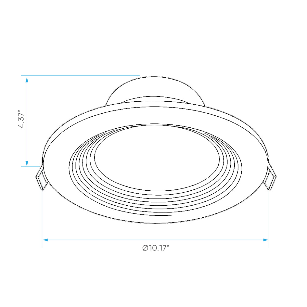 Luxrite 8" Baffled CCT & Wattage Selectable Universal Voltage Dual Dimming Commercial Downlight Additional Image 1