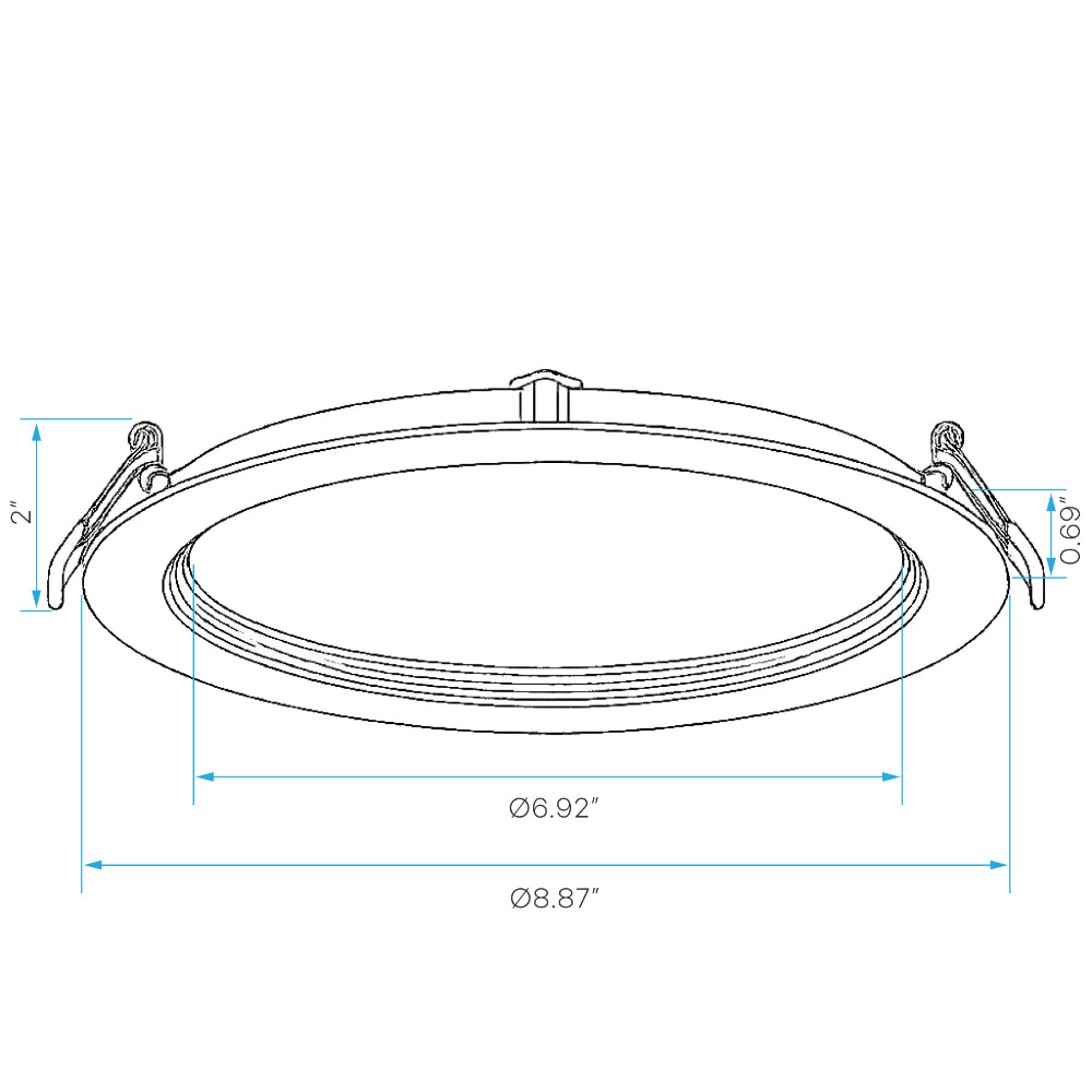 Luxrite 8" Mini Panel Round 5CCT Baffled Canless Wafer Spotlight Additional Image 1