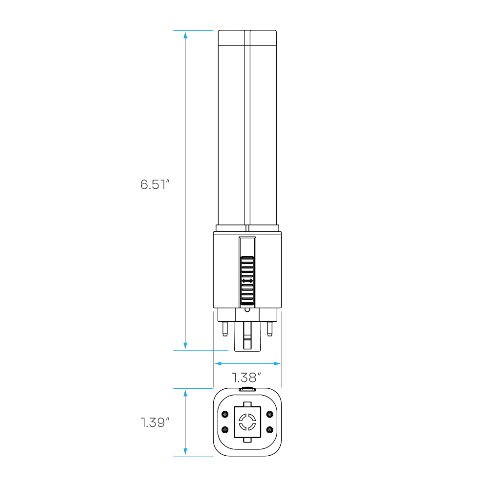 Luxrite 9W Quad Style Ballast Compatible + Bypass Ballast - 5CCT Selectable LED Lamp Additional Image 2