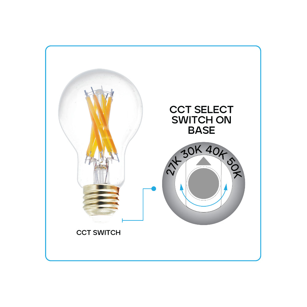Luxrite A19 9.5W Filament - 4CCT Selectable LED Lamp Additional Image 1