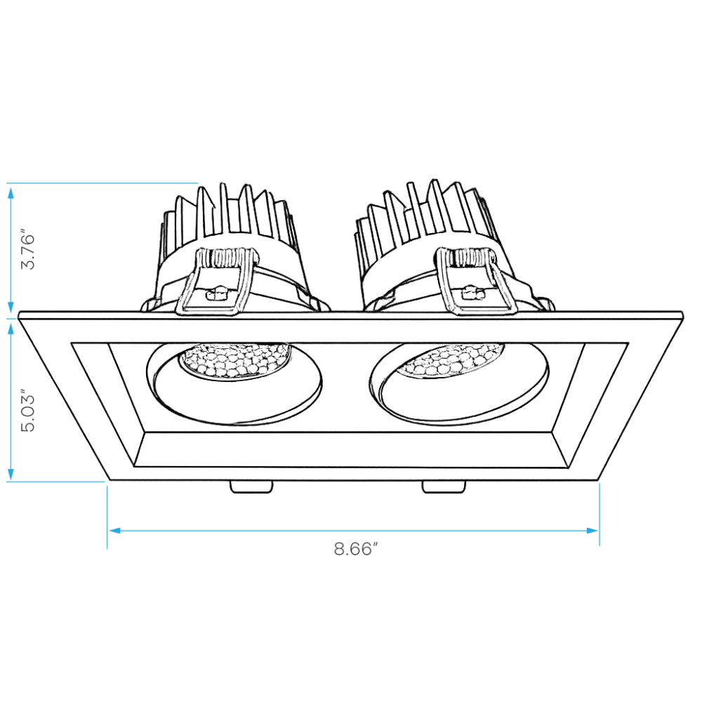 Luxrite Omni2 - Two Head Regressed Multi-Head Gimbal 5CCT Selectable - Dual Dimming/Universal Voltage Additional Image 1