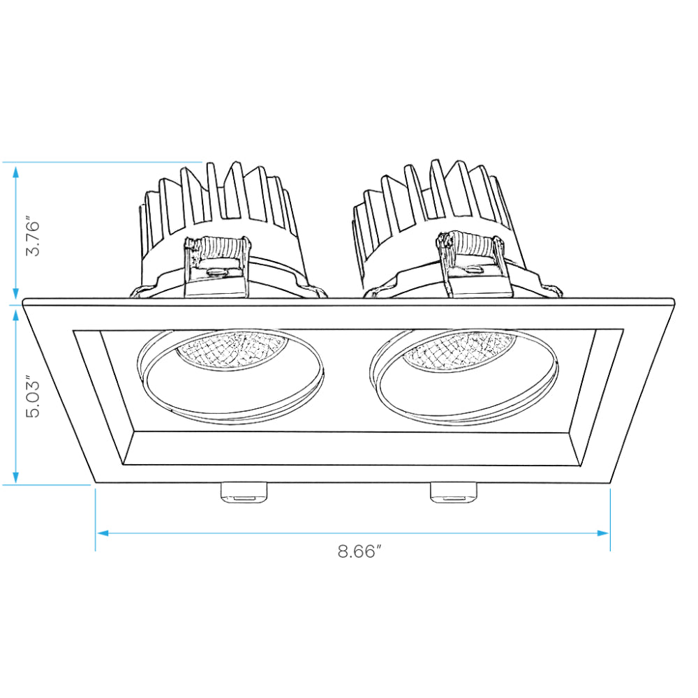 Luxrite Omni2 - Two Head Regressed Multi-Head Gimbal 5CCT Selectable - Dual Dimming/Universal Voltage Additional Image 6