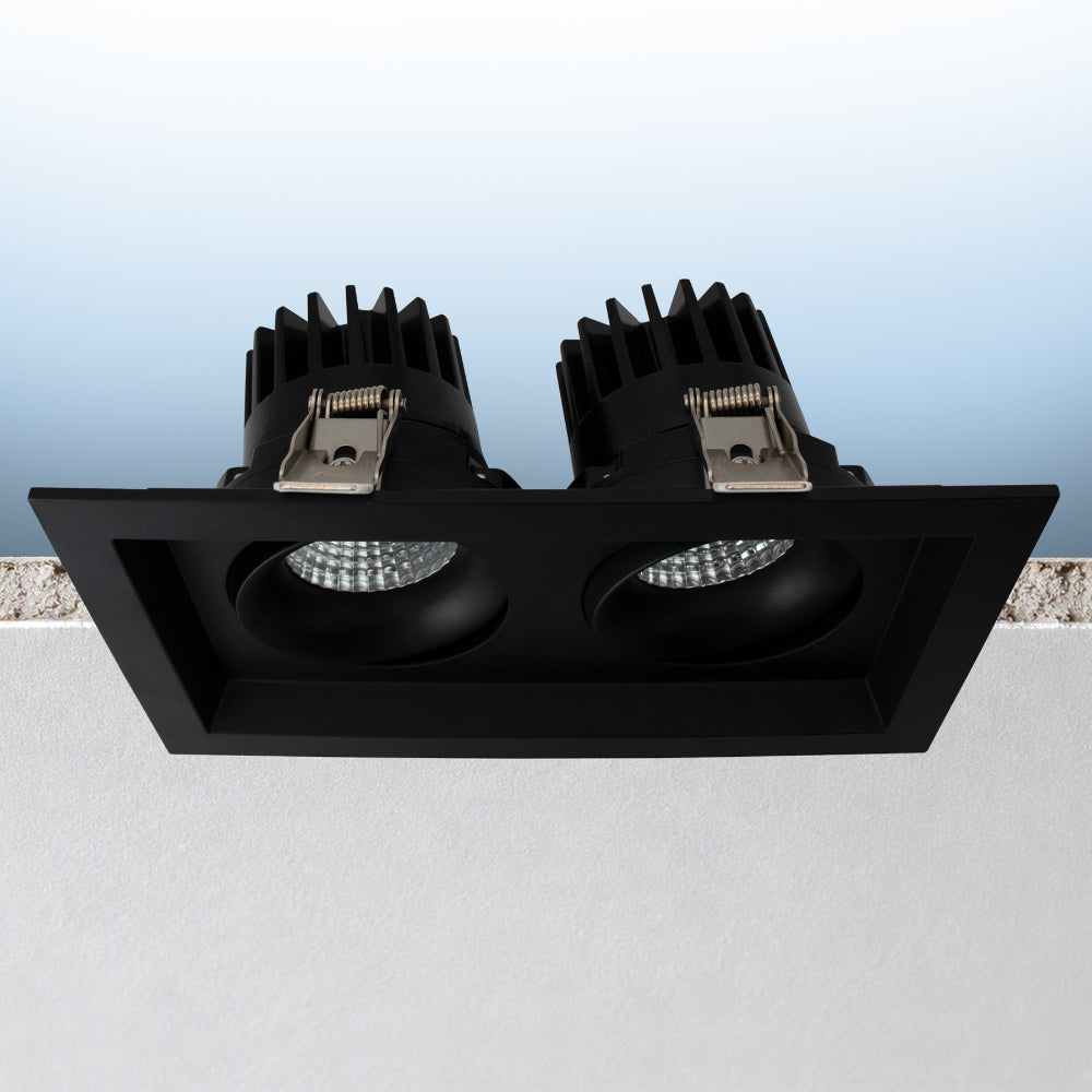 Luxrite Omni2 - Two Head Regressed Multi-Head Gimbal 5CCT Selectable - Dual Dimming/Universal Voltage