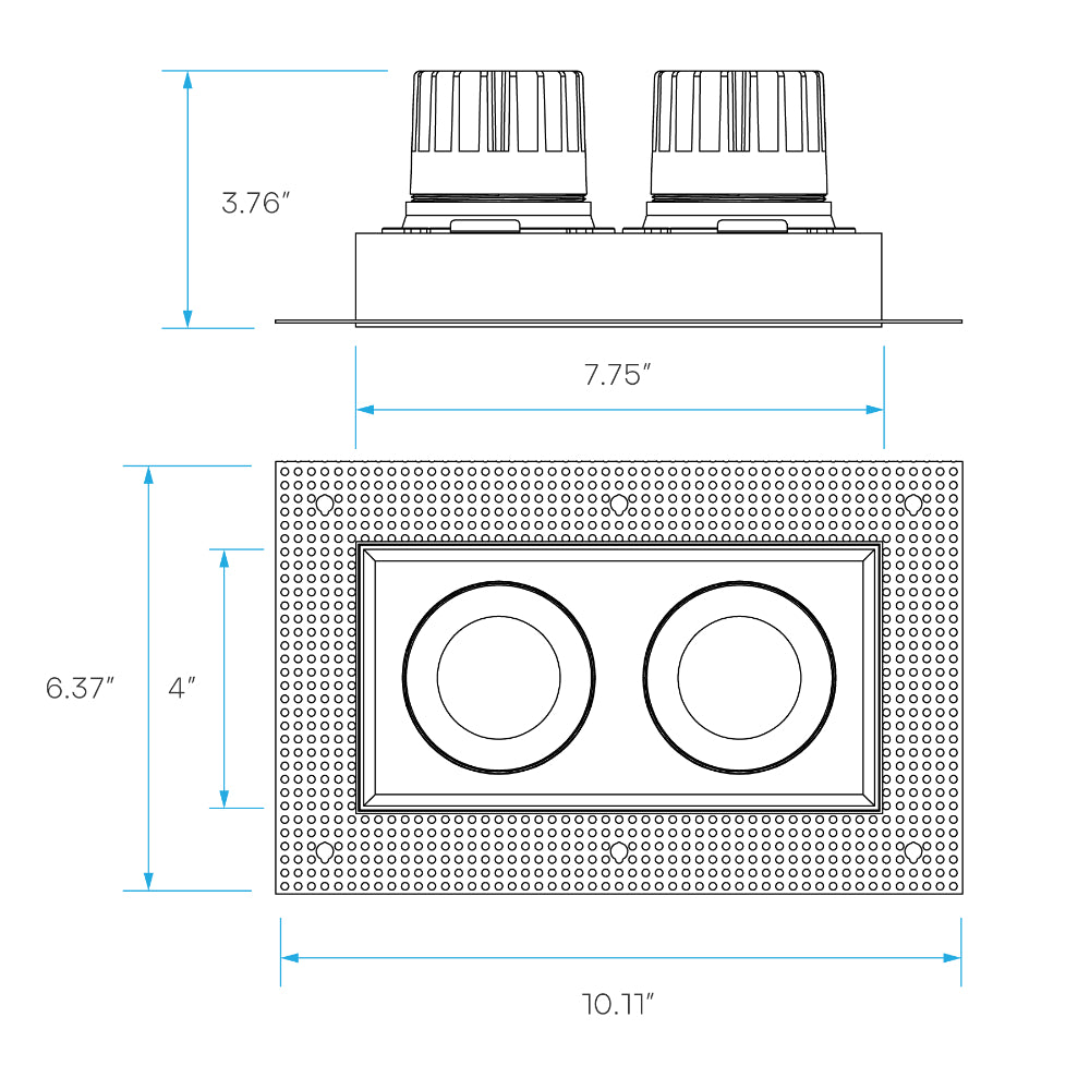 Luxrite Omni2 - Two Head Regressed Trimless Multi-Head Gimbal 5CCT Selectable - Dual Dimming/Universal Voltage Additional Image 4