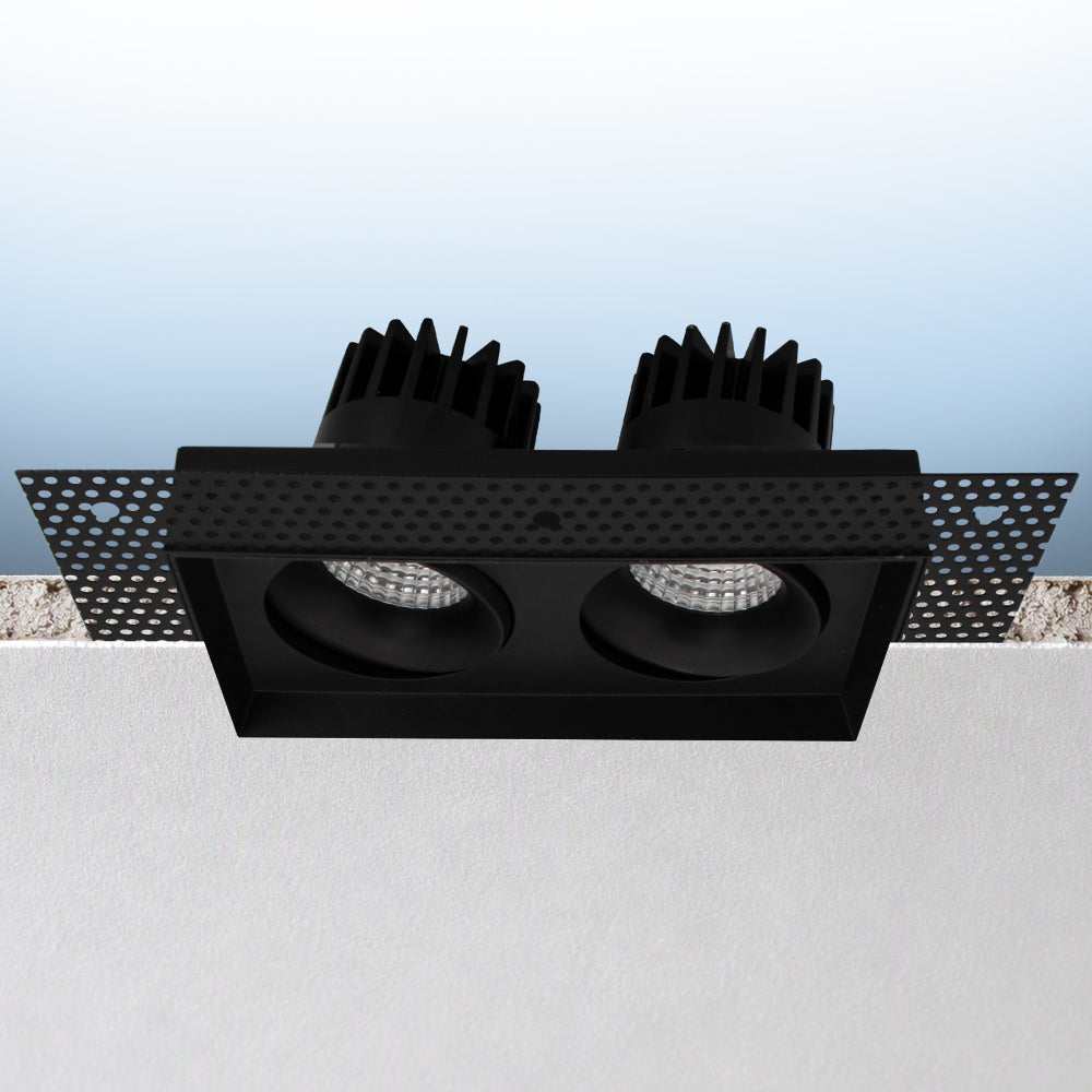 Luxrite Omni2 - Two Head Regressed Trimless Multi-Head Gimbal 5CCT Selectable - Dual Dimming/Universal Voltage