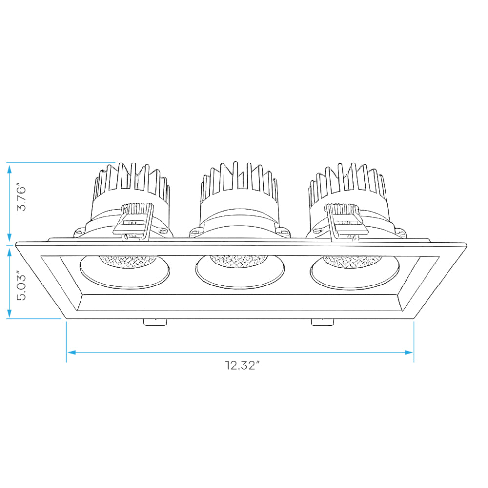 Luxrite Omni3 - Three Head Regressed Multi-Head Gimbal 5CCT Selectable - Dual Dimming/Universal Voltage Additional Image 6