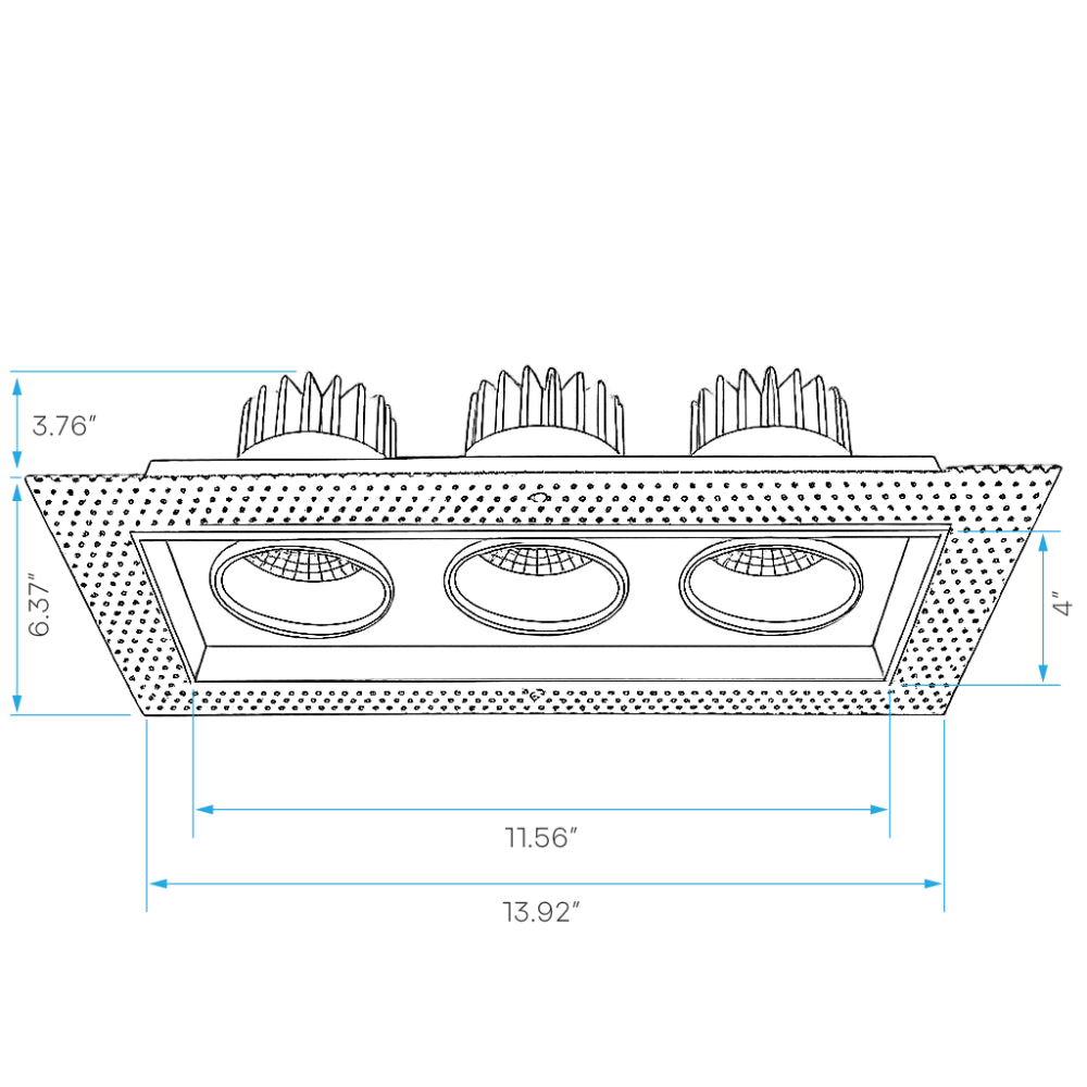 Luxrite Omni3 - Three Head Regressed Trimless Multi-Head Gimbal 5CCT Selectable - Dual Dimming/Universal Voltage Additional Image 1