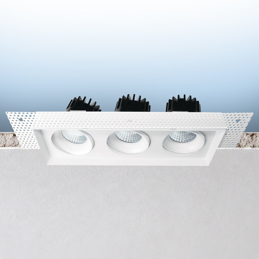 Luxrite Omni3 - Three Head Regressed Trimless Multi-Head Gimbal 5CCT Selectable - Dual Dimming/Universal Voltage Additional Image 6