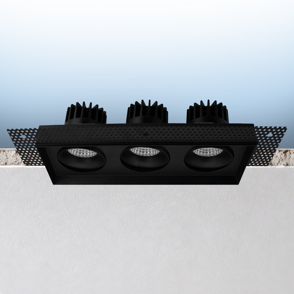 Luxrite Omni3 - Three Head Regressed Trimless Multi-Head Gimbal 5CCT Selectable - Dual Dimming/Universal Voltage