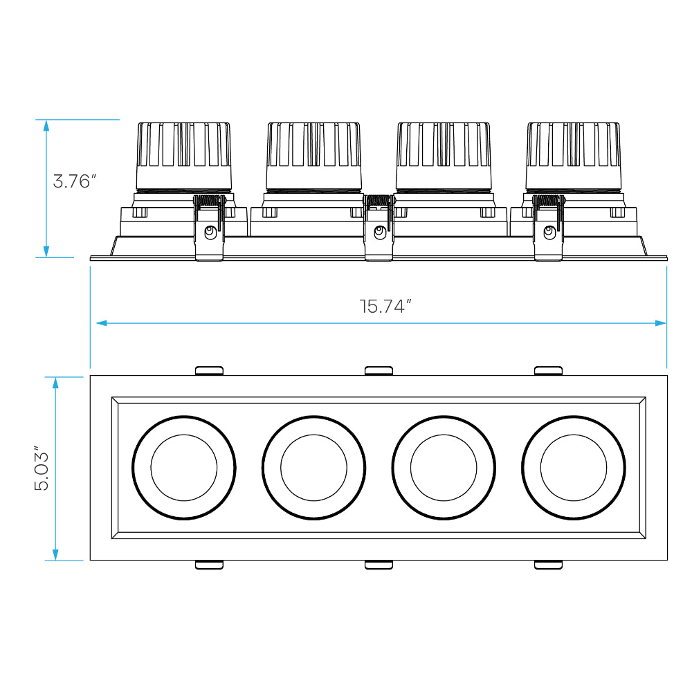 Luxrite Omni4 - Four Head Regressed Multi-Head Gimbal 5CCT Selectable - Dual Dimming/Universal Voltage Additional Image 3