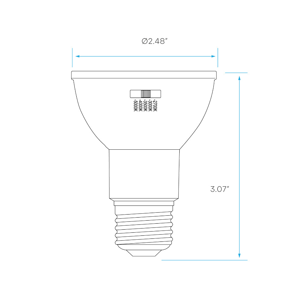 Luxrite PAR20 7W - 5 CCT Selectable LED Lamp Additional Image 1