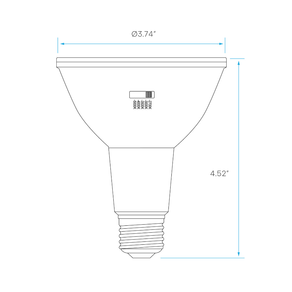 Luxrite PAR30 Long Neck 10W - 5 CCT Selectable LED Lamp Additional Image 1