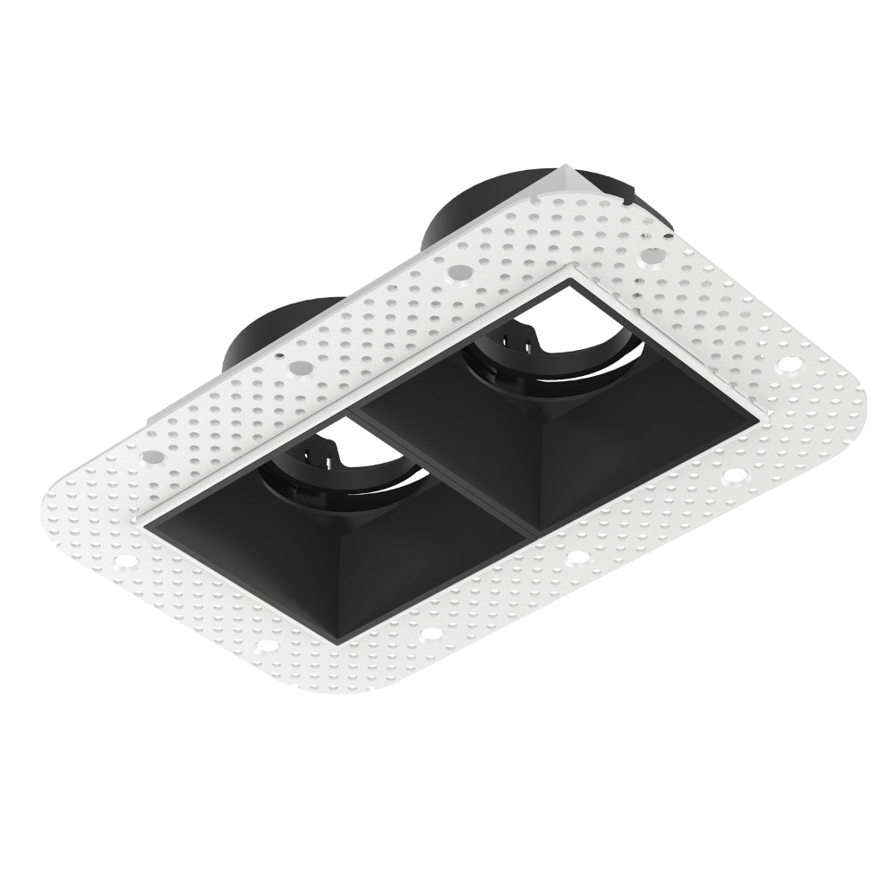 Luxrite Trimless 2-Head Black Square Trim Canless Spotlight