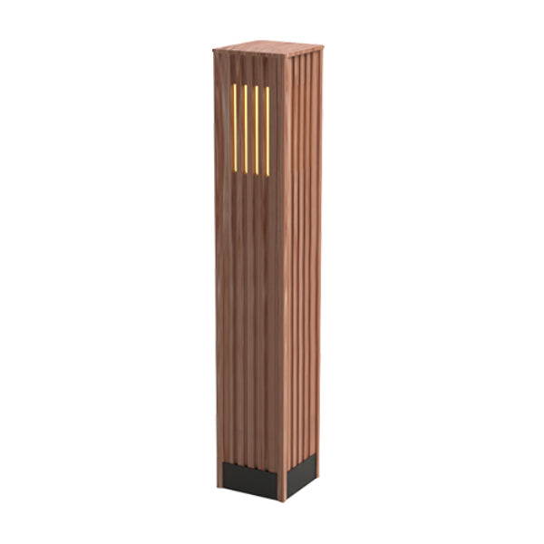 Pemco Lighting PMBWC8 Western Red Cedar Square Wood Bollard Light 2 Additional Image 2